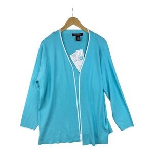 New Dialogue Open Cardigan Sweater size 1X Light Blue‎